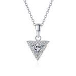 AZ651-X MoisaLuxe Official Store Moissanite Plata Sterling 925 Silver ITriangular Inlaid Moissanite Pendant Necklace For Women Jewelry