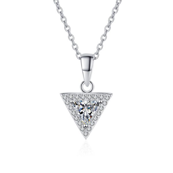 AZ651-X MoisaLuxe Official Store Moissanite Plata Sterling 925 Silver ITriangular Inlaid Moissanite Pendant Necklace For Women Jewelry