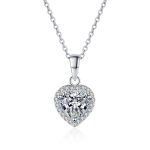 AZ652-X Lovers Heart 3ct Simulated Diamond Pendant Real 925 Sterling Silver Charm Party Wedding Pendants Necklace For Women Jewelry