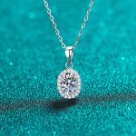 az653-x 18K White Gold Platinum PT950 1ct Moissanite Pendant for Women Fine Jewelry Art Deco Design - Image 4