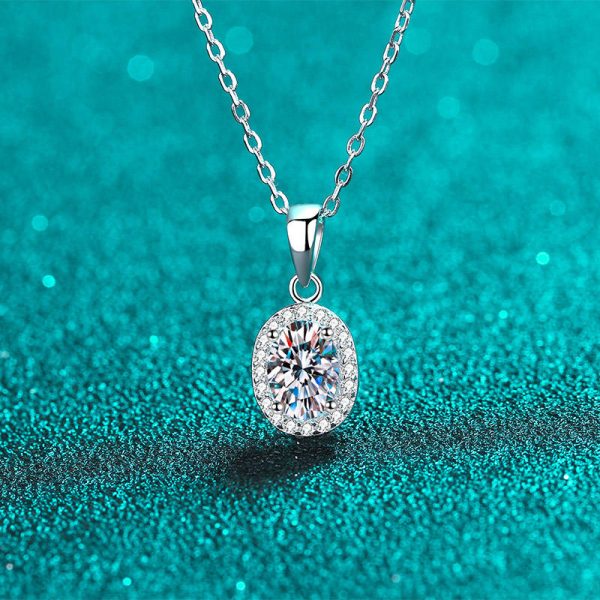 az653-x 18K White Gold Platinum PT950 1ct Moissanite Pendant for Women Fine Jewelry Art Deco Design - Image 4