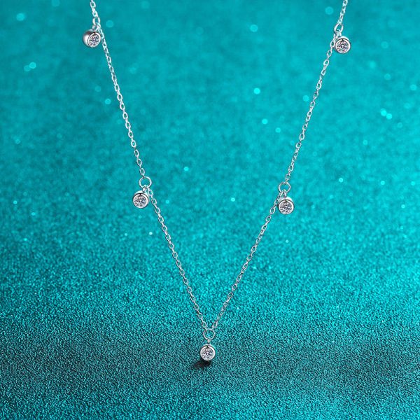 AZ690-X  Moissanite Necklaces for Women 0.5ct Round Lab Diamond GRA s925 Sterling Silver 18k Dainty Daily Necklace Jewelry Gift - Image 3