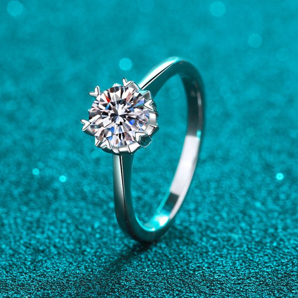 AZ207-J  2mm D Color Moissanite Ring s925 Sterling Sliver Plated 18k White Gold Eternity Band Wedding Engagement Rings For Women - Image 3