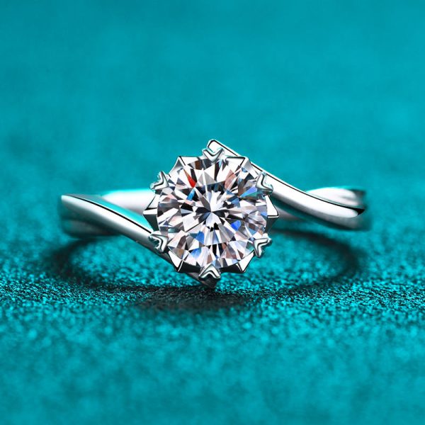 AZ208-J 925 Sterling Silver 1-2 Carat Moissanite Two Tone Flower Ring Temperament Fashion Lady Gorgeous Man Proposal Engagement Marriage - Image 3