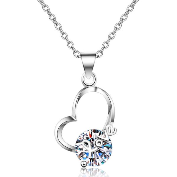 AZ024-X Fashion Luxury Trendy Classic 2ct Moissanite Love Heart Necklace For Women s925 Sterling Silver Party Jewelry Gift