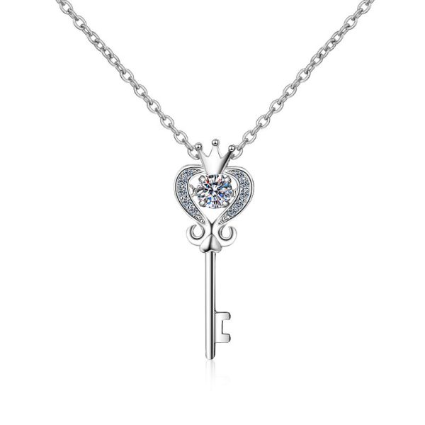 AZ120-X 0.3ct  S925 Sterling Silver Moissanite Lock Bone Chain Dynamic Pendant Necklace Chilled Minimalist GBA Certified Free Gift Box