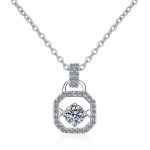 AZ123-X Fashion Trend Luxury Classic 0.5Ct Moissanite Nimble Lock Square Necklace For Women 925 Silver Party Charm Jewelry