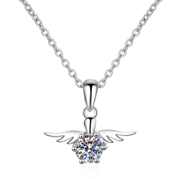 AZ125-X 18K Gold  Angel Necklace Women's pt950 Platinum Inlaid Moissanite Diamond Pendant Fashion Clavicle Chain Gift