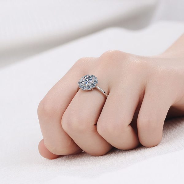 AZ012-J 2Ct Floral Moissanite Oversized Rings 925 Silver Women's GBA Certified Stylish Durable Free Gift Box Bold Chic Versatile - Image 2
