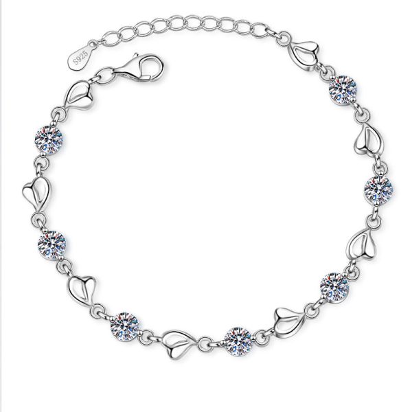 AZ111-S  3.5ct GBA Certified S925 Pure Silver Plated PT950 Gold Heart-to-Heart Moissanite Bracelet Noble Luxury Jewelry for Women Gift