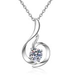 AZ025-X80F MoisaLuxe Official Store Moissanite Plata Sterling 925 Silver Swan Necklace Simulation Drill Pendant Necklace For Women Jewelry