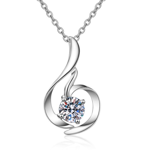 AZ025-X80F MoisaLuxe Official Store Moissanite Plata Sterling 925 Silver Swan Necklace Simulation Drill Pendant Necklace For Women Jewelry