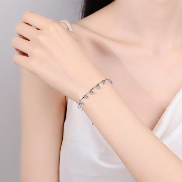 AZ729-S 3.9ct GBA Certified S925 Pure Silver Plated PT950 Gold Moissanite Bracelet Tassel Four Claw Minimalist Luxury Elegant Jewelry - Image 2