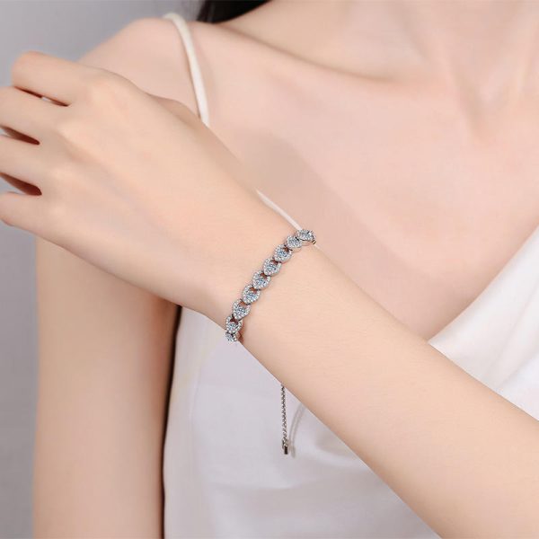 AZ921-S Brilliant 1ct Moissanite Personalized Bracelet for Women, Classic PT950 Platinum Stretch Adjustable Luxury Designer Fine Jewelry - Image 2