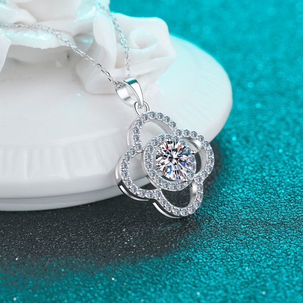 AZ221-X Fashion Trend Luxury Classic Moissanite Diamond-set 1ct Flower Necklace Women 925 Silver Party Charms Jewelry Gift - Image 4