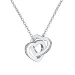 AZ365-X Sterling Silver Double Ring Love Necklace for Women Light Luxury Niche South Korea Clavicle Chain Diamond Pendant Gift to Girlfr