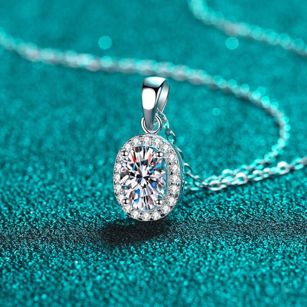 az653-x 18K White Gold Platinum PT950 1ct Moissanite Pendant for Women Fine Jewelry Art Deco Design - Image 3