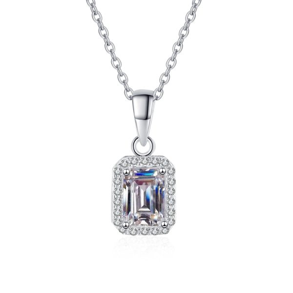 AZ655-X  Fashion Trend Luxury Classic Moissanite Diamond-set Rectangle  Necklace Women 925 Silver Party Charms Jewelry Gift