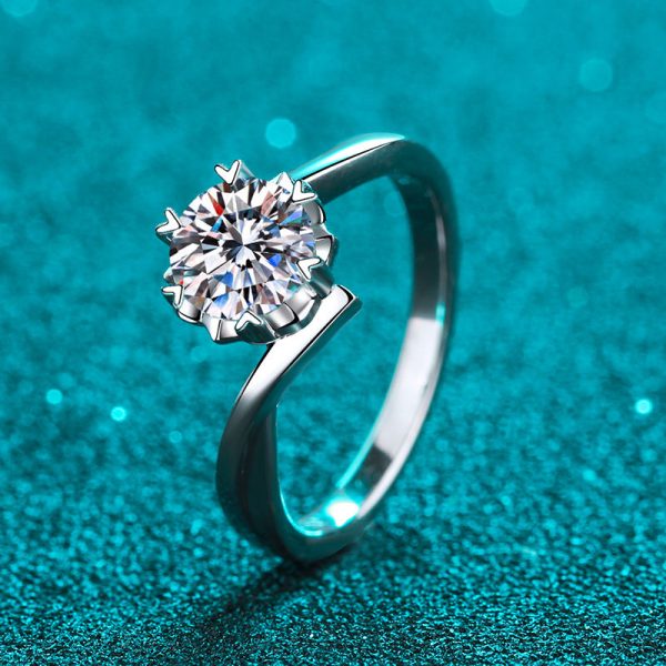 AZ208-J 925 Sterling Silver 1-2 Carat Moissanite Two Tone Flower Ring Temperament Fashion Lady Gorgeous Man Proposal Engagement Marriage - Image 5