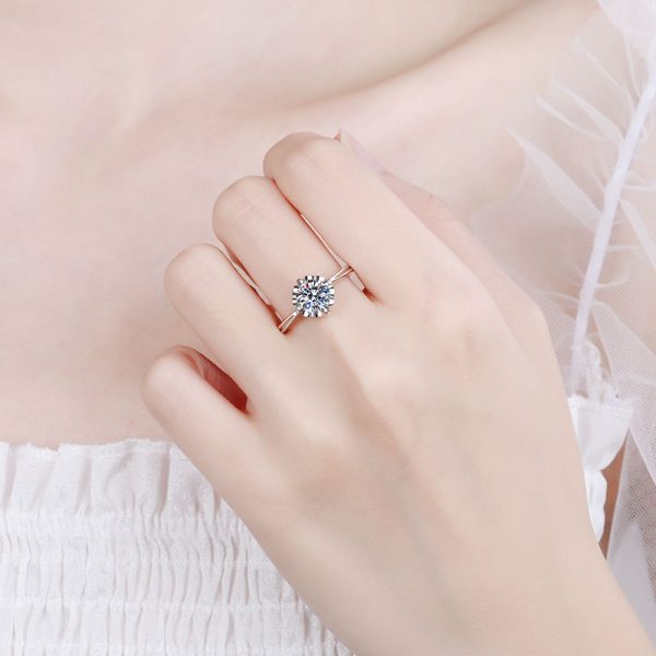 AZ215-J Moissanite  Engagement Ring Open Ring Men and Women Models Pair Ring Classic Six-claw Couple Pair Ring - Image 2