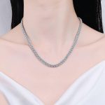 AZ755-X Rhodium Plated 4/3mm All Moissanite Tennis Necklace for Women Simulated Diamond Party Jewelry 925 Sterling Silver Pendant - Image 2