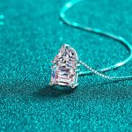 AZ805-X S925 Sterling Silver Simple Heart Square 2CT D-Color Moissanite Diamond Necklace Wedding for Women's Party Jewelry - Image 4