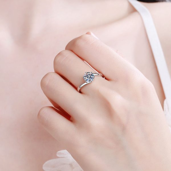 AZ231-J Designer Jewelry Have Mutual Affinity 18K White Gold VVS1 D Color 0.5/1CT Moissanite Female Rings Wedding Accessories for Women - Image 2