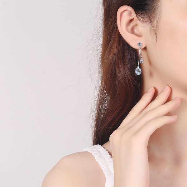 AZ098-E 1CT Moissanite Long Drop Earrings For Women 925 Sterling Silver Brilliant Lab Diamond Brides Bridesmaid Dangling Earrings - Image 2