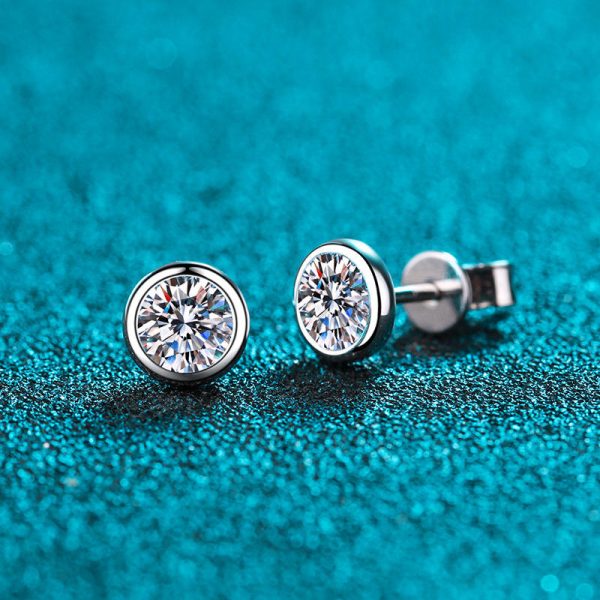 AZ160-E 0.3-1ct 100% Real Moissanite Stud Earrings for Women Bubble Round Sparkling 925 Sterling Silver Earring White Gold Color - Image 3