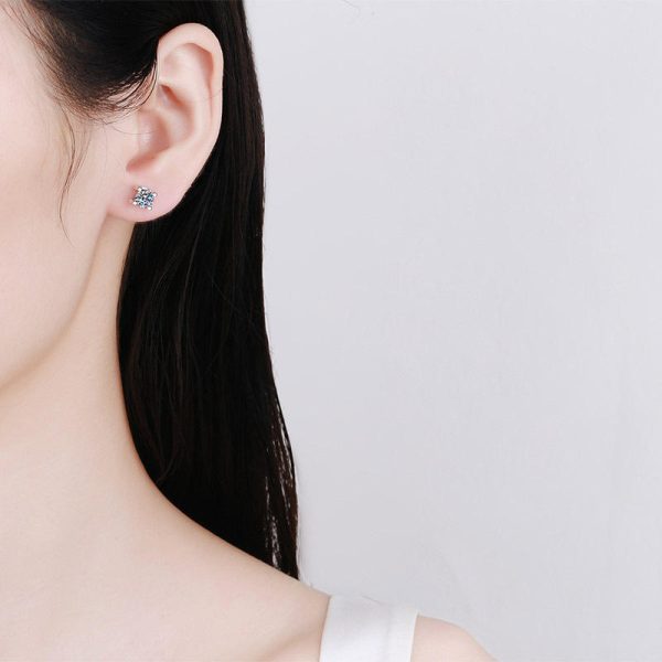 AZ204-E GRA Certified Classic Earrings Manufacturer Customized S925 Sterling Silver Round Cut Moissanite Women Earrings - Image 2