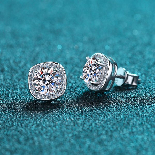 AZ266-E 925 Sterling Silver Moissanite Stud Earrings 1-2 ct D VVS1 Lab Diamond with GRA Fine Jewelry Earring For Women - Image 3