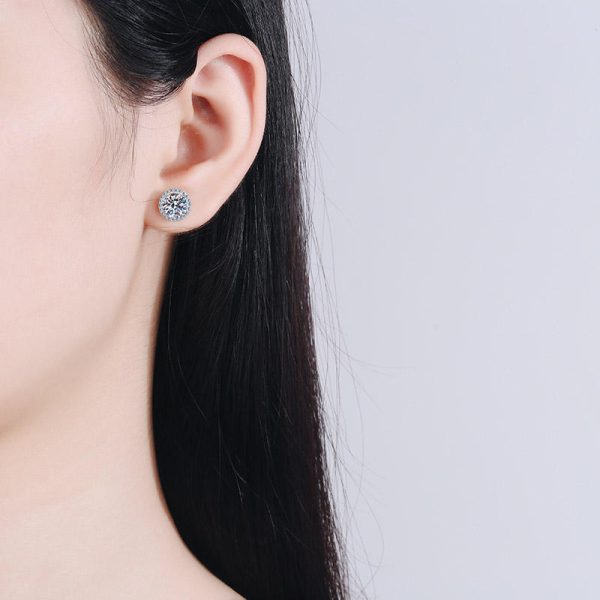 AZ298-E D Color Moissanite Earring S925 Sterling Sliver Plated with 18k White Gold Earring for Women Sparkling Fine Jewelry - Image 3