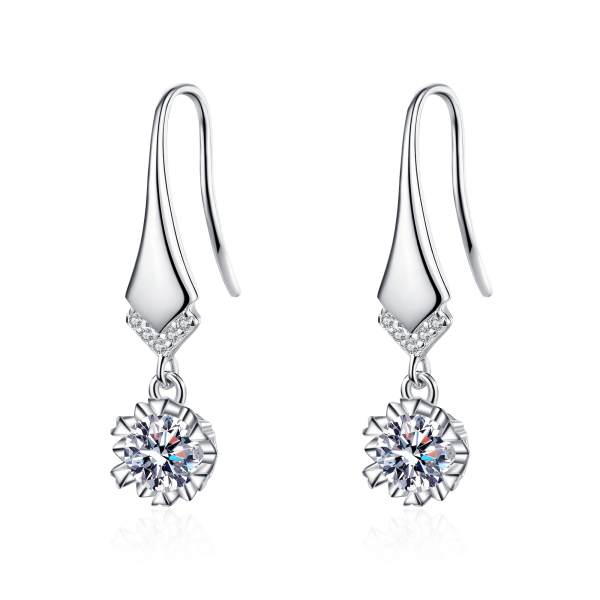 AZ428-E 925 silver moissanite earrings fashionable flower style shining gorgeous jewelry gift suitable for wedding mother's day