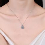 AZ870-X .5CT Moissanite Round Bun Pendant Necklace S925 Sterling Silver Office Chic Minimalist Daily Wear GBA Certified Free Gift Box - Image 2