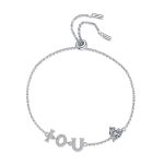 AZ629-S Fashion Fine Luxury Classic 1ct Moissanite Letter I LOVE YOU Heart Bracelets For Women s925 Silver Wedding Jewelry