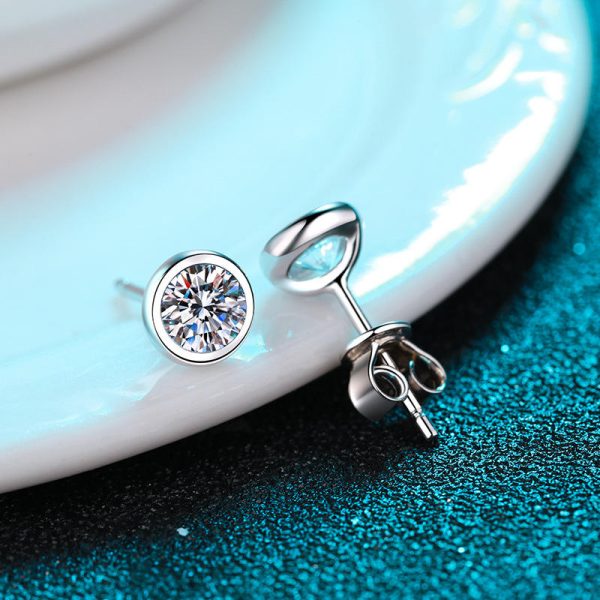 AZ160-E 0.3-1ct 100% Real Moissanite Stud Earrings for Women Bubble Round Sparkling 925 Sterling Silver Earring White Gold Color - Image 2