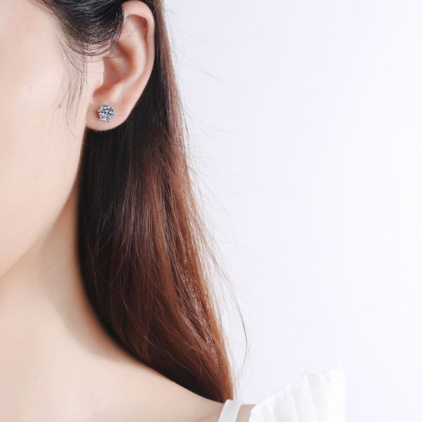 AZ177-E 1CT 100% Real Moissanite Studs Earrings Pass Diamond tester 925 Silver Platinum Plated Zircon Bride Wedding Gemstone Earrings - Image 2