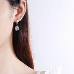 AZ180-E Fashionable Ladies Moissanite Earrings Silver Jewelry Cute Tiny Clear Moissanite Drop Earrings Gift for Girls - Image 2