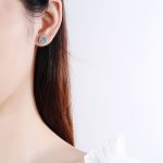 AZ185-E JECIRCON Women Earrings Original 925 Sterling Silver Stud Earrings Korean Style Classic Square Bag 1ct  Moissanite Ear Jewelry - Image 2