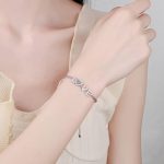 AZ631-S Fashion Luxury Classic 1 Ct Moissanite Double Chain Letter Love Heart Bracelet For Women s925 Silver Party Jewelry - Image 2