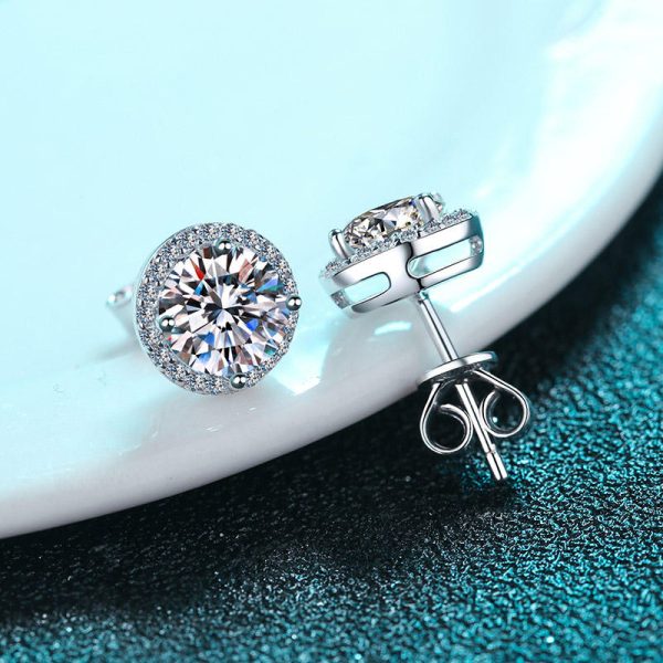 AZ298-E D Color Moissanite Earring S925 Sterling Sliver Plated with 18k White Gold Earring for Women Sparkling Fine Jewelry - Image 2