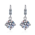 AZ300-E 1carat 2CT Round Moissanite Earrings For Women 925 Sterling Silver Ear-Drops Luxury Fine Jewelry Pass Diamond Tester