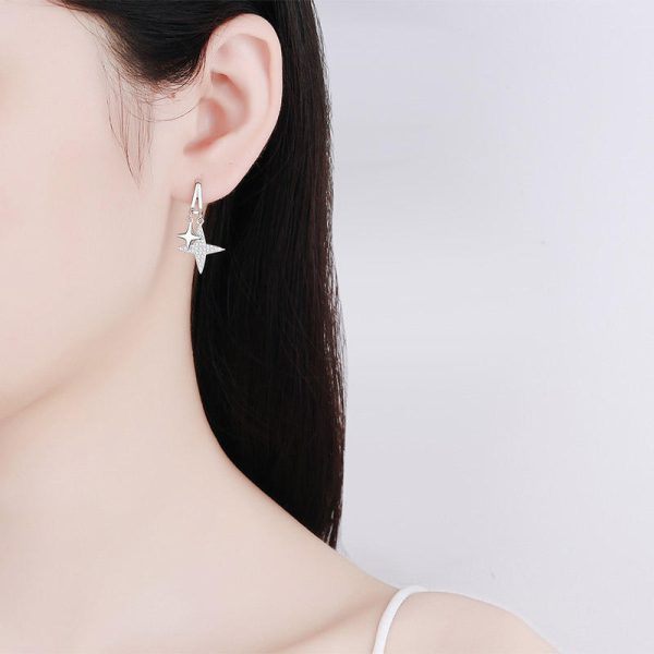 AZ426-E PT950 Platinum Drop Earrings Fine Jewelry Stars Style for Girl Total 0.44ct Moissanite Diamond GRA Certified for Women Ins - Image 2