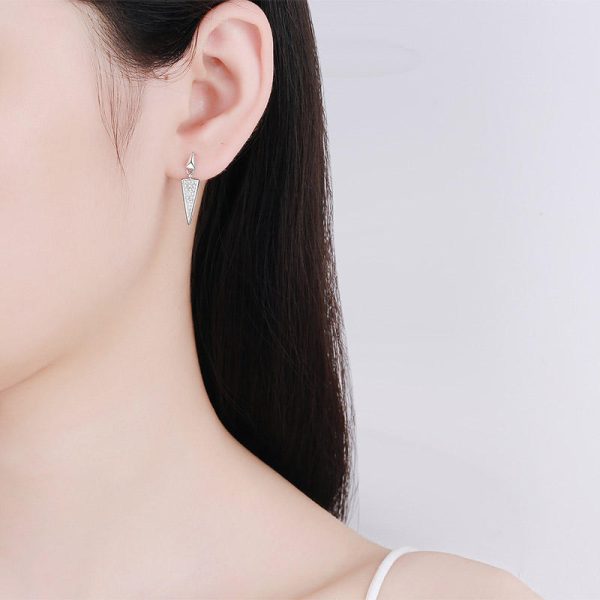 AZ429-E 0.19 ct Moissanite S925 Silver Stud Earrings for Women Plated Pt950 Triangular Full Inlay Lover Gift Ear Studs Jewelry Wholesale - Image 2