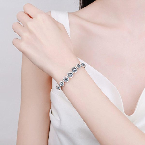 AZ670-S  D Color Moissanite Tennis Bracelet 925 Sterling Silver with White Gold Plated Shiny Bracelets Chian for Women with GRA - Image 2