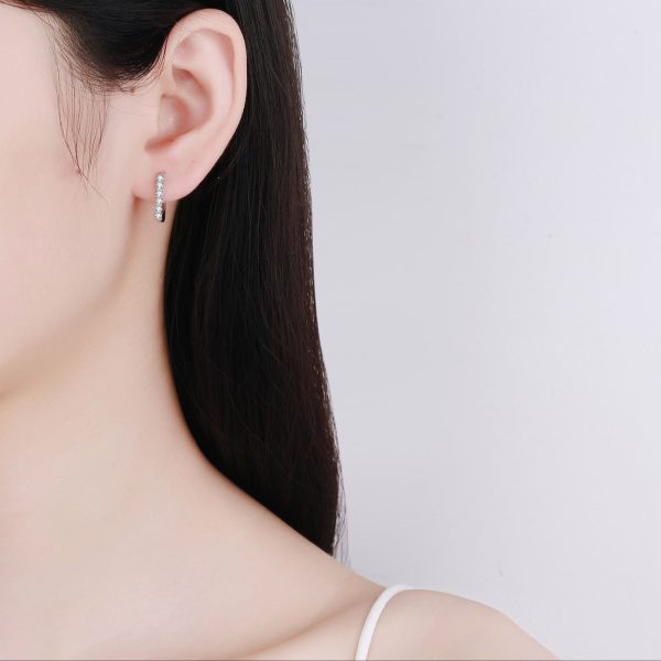 AZ432-E S925 Sterling Silver Earrings Plated with PT950 High grade Precision Drilled Moissanite Earrings D Color Moissanite Earrings - Image 2