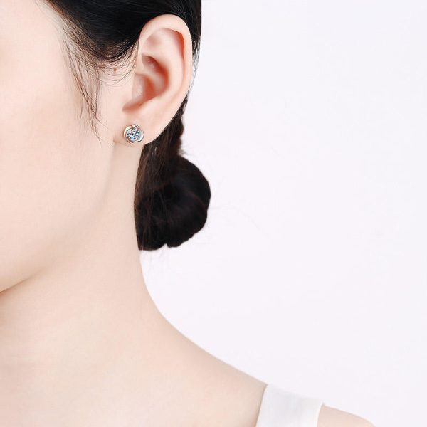 AZ446-E 18K gold women's whirlwind earrings 30 minutes and 50 minutes with moissanite earrings, high-end plated PT950 platinum - Image 2