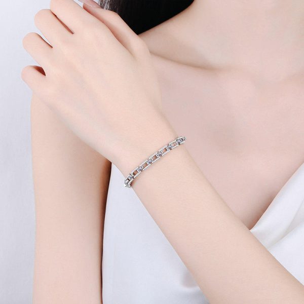 AZ717-S 3.5ct GBA Certified S925 Pure Silver Plated PT950 Gold Cluster Setting Moissanite Bracelet Luxury Premium Women Free Gift Box - Image 2