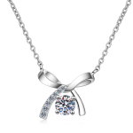 AZ057-X Store Moissanite Plata Sterling 925 Silver Four-clawed Bow Moissanite Pendant Necklace For Women Jewelry Gift
