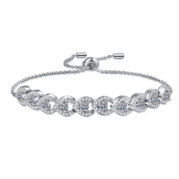 AZ921-S Brilliant 1ct Moissanite Personalized Bracelet for Women, Classic PT950 Platinum Stretch Adjustable Luxury Designer Fine Jewelry